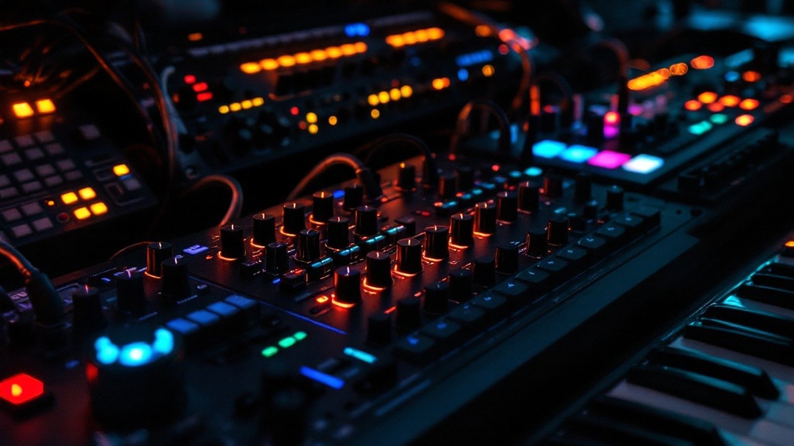 A tidy pedalboard or desktop rig showing labeled, velcro-managed cable runs