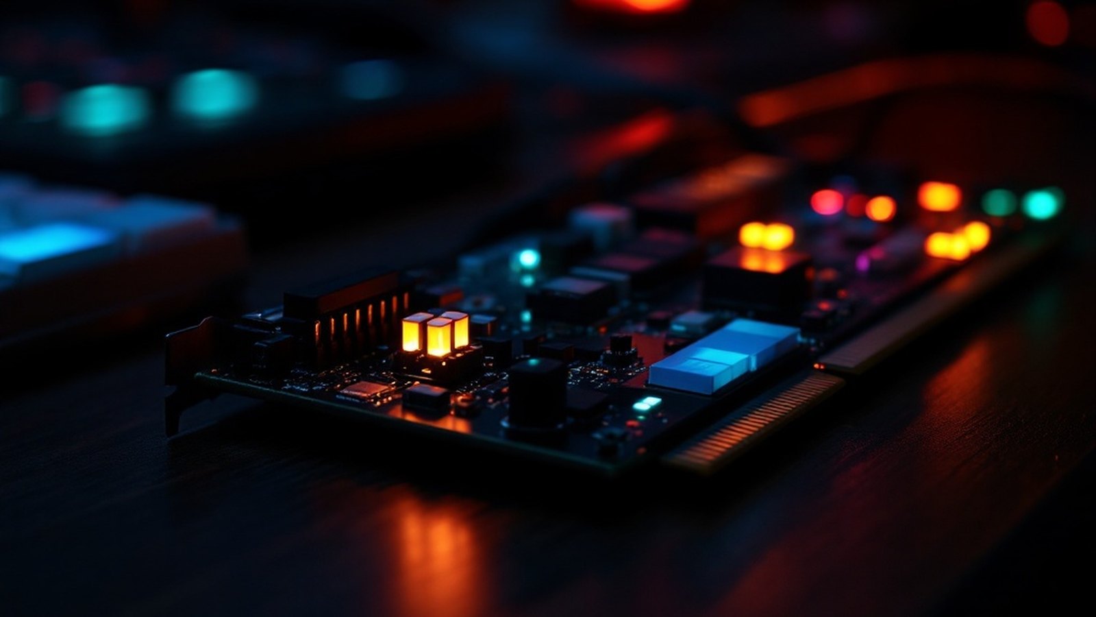 Close-up of an original Creative Sound Blaster ISA card, showing edge connector and chips